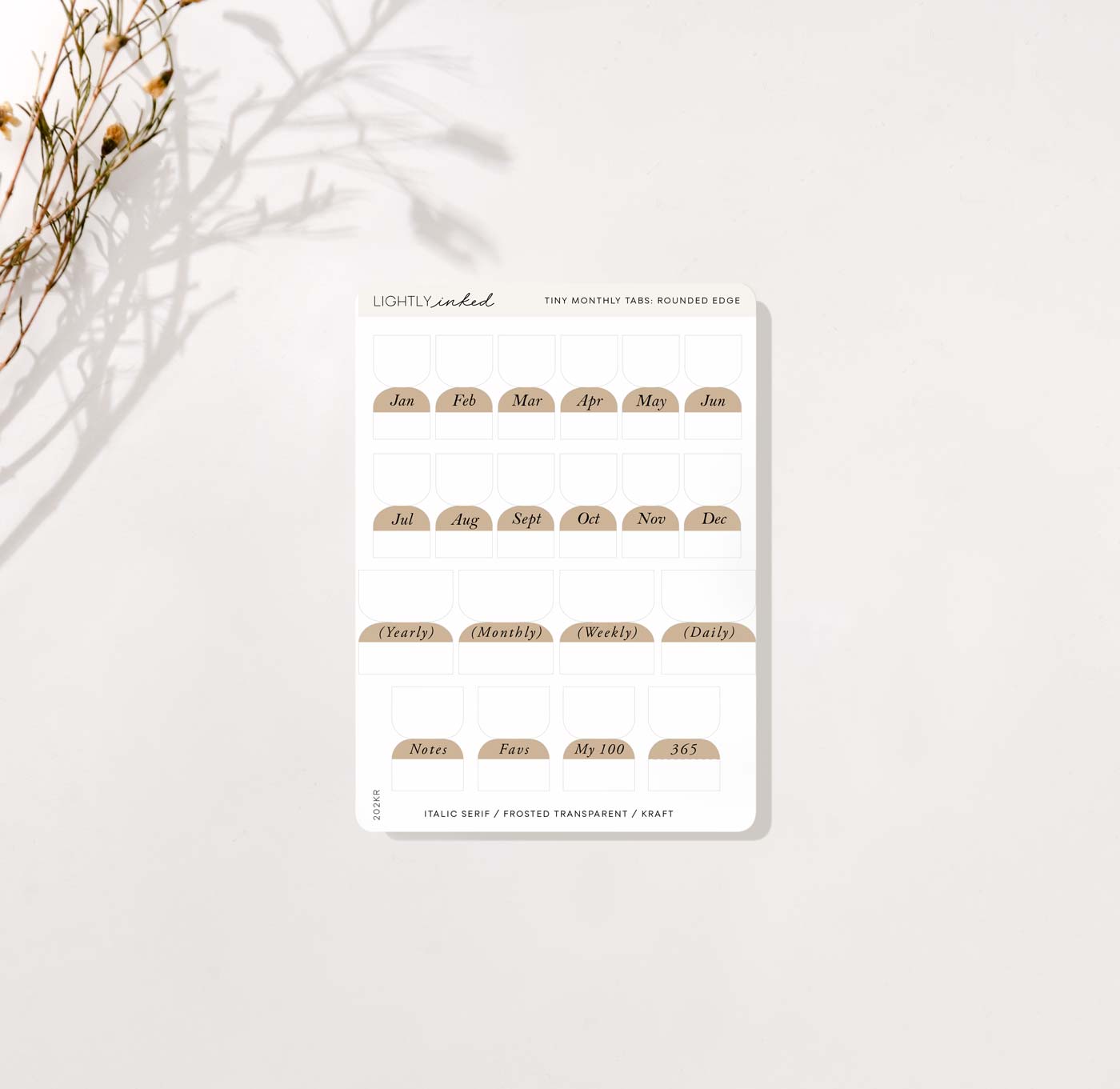 TINY MONTHLY TABS: ROUNDED EDGE
