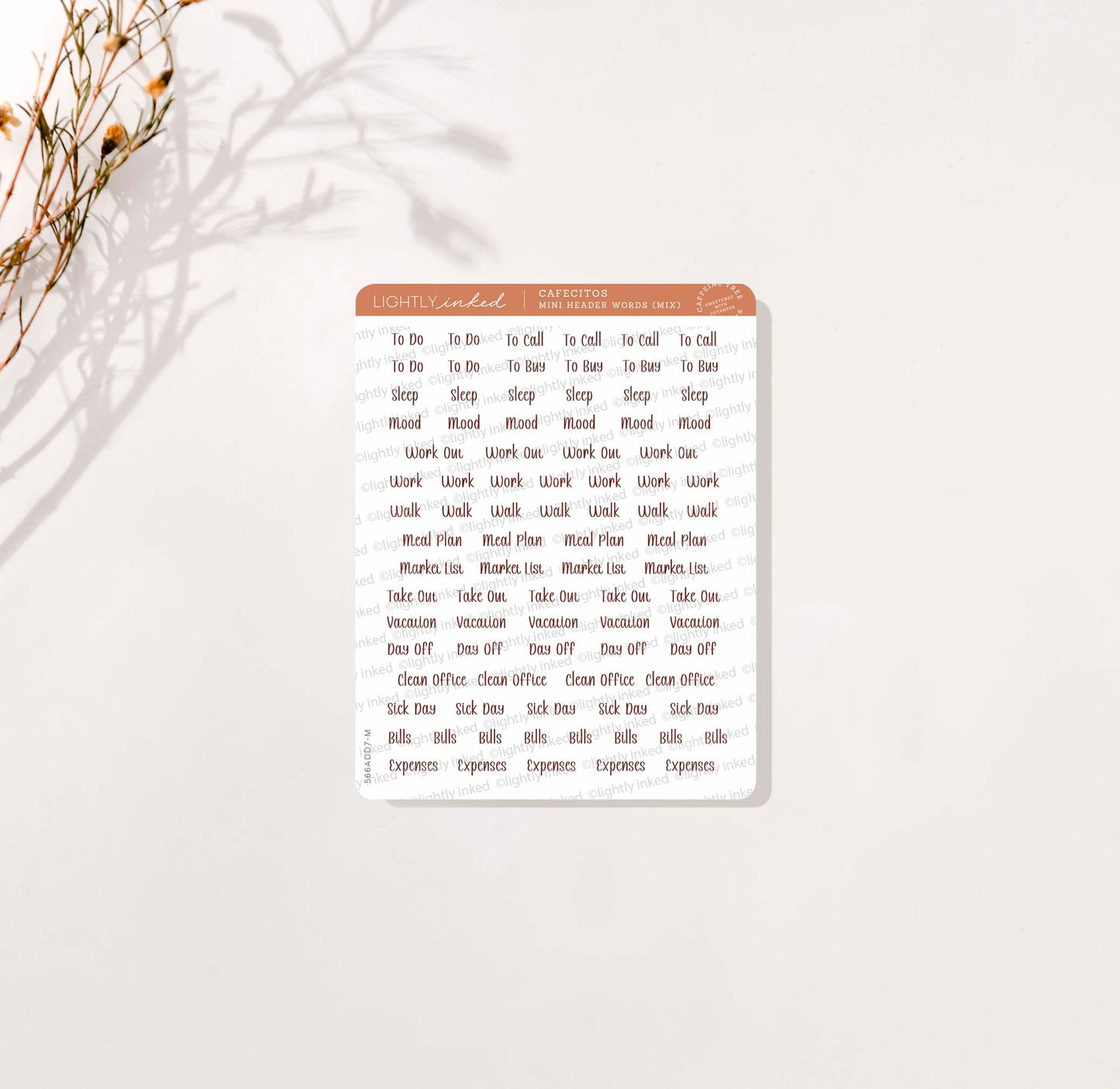 Cafecitos: Mini Header Words