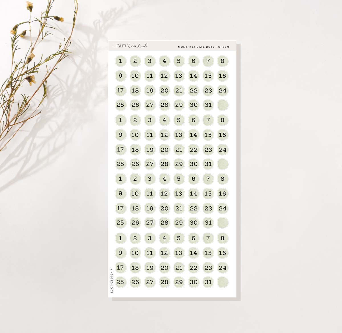 Blooming Garden- Monthly Date Dots