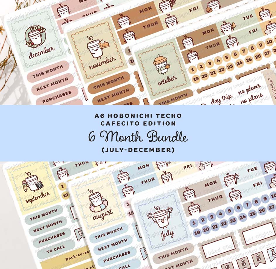 Cafecitos A6 Monthly Kit- Bundle ( all 6 Months-Jul-Dec)
