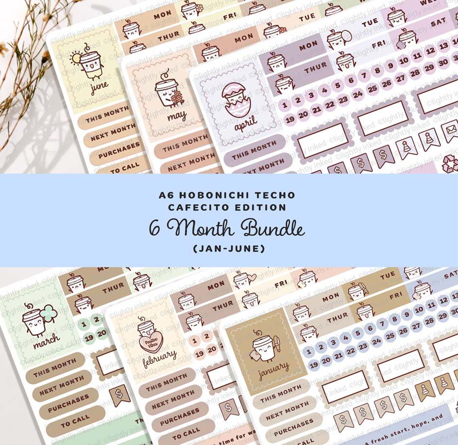 Cafecitos A6 Monthly Kit- Bundle ( all 6 Months, Jan-June )