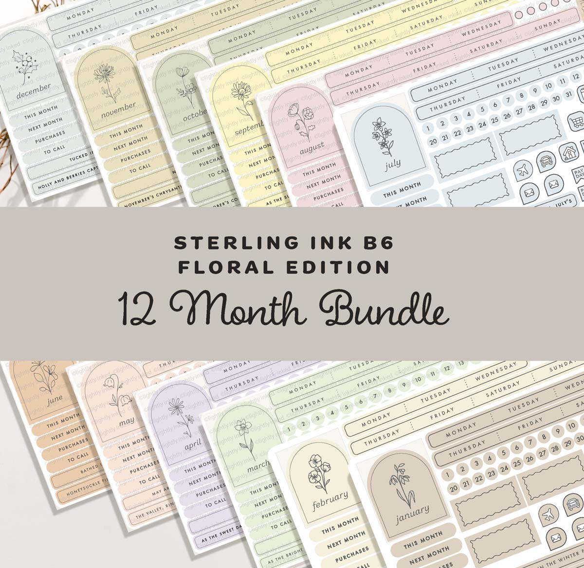 B6 Monthly Flower Kit- Bundle ( all 12 Months)