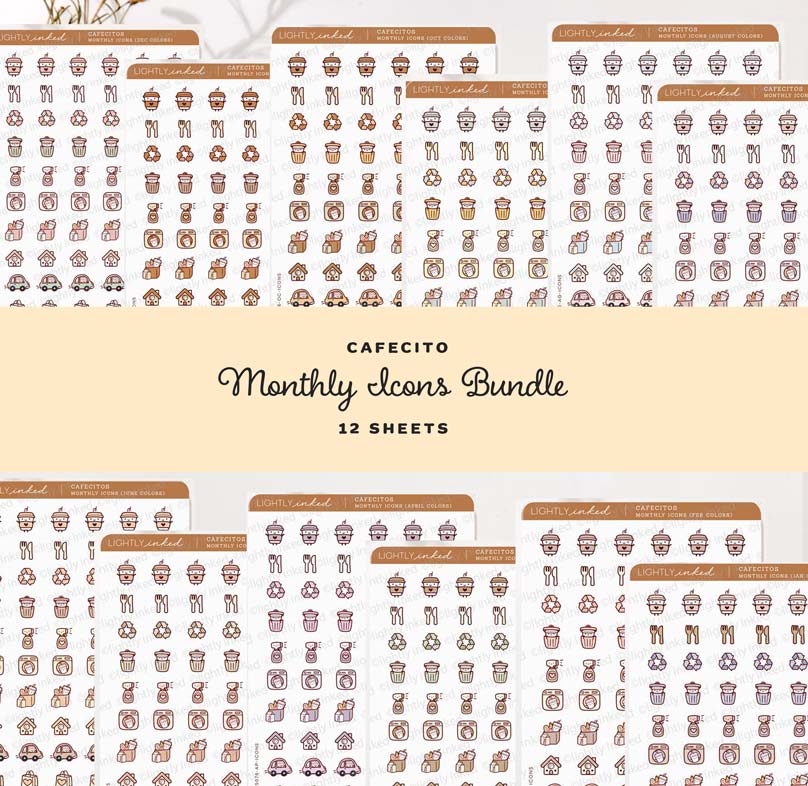 Cafecitos Monthly Icons-12 Month Bundle