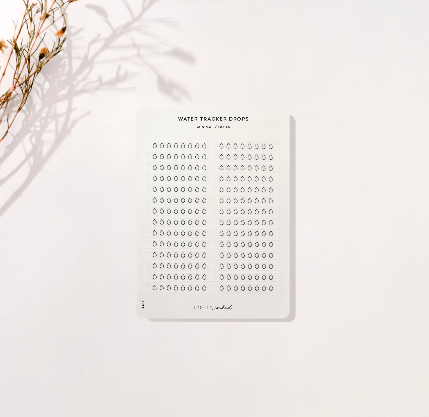 Minimal Clear Stickers - water tracker drops