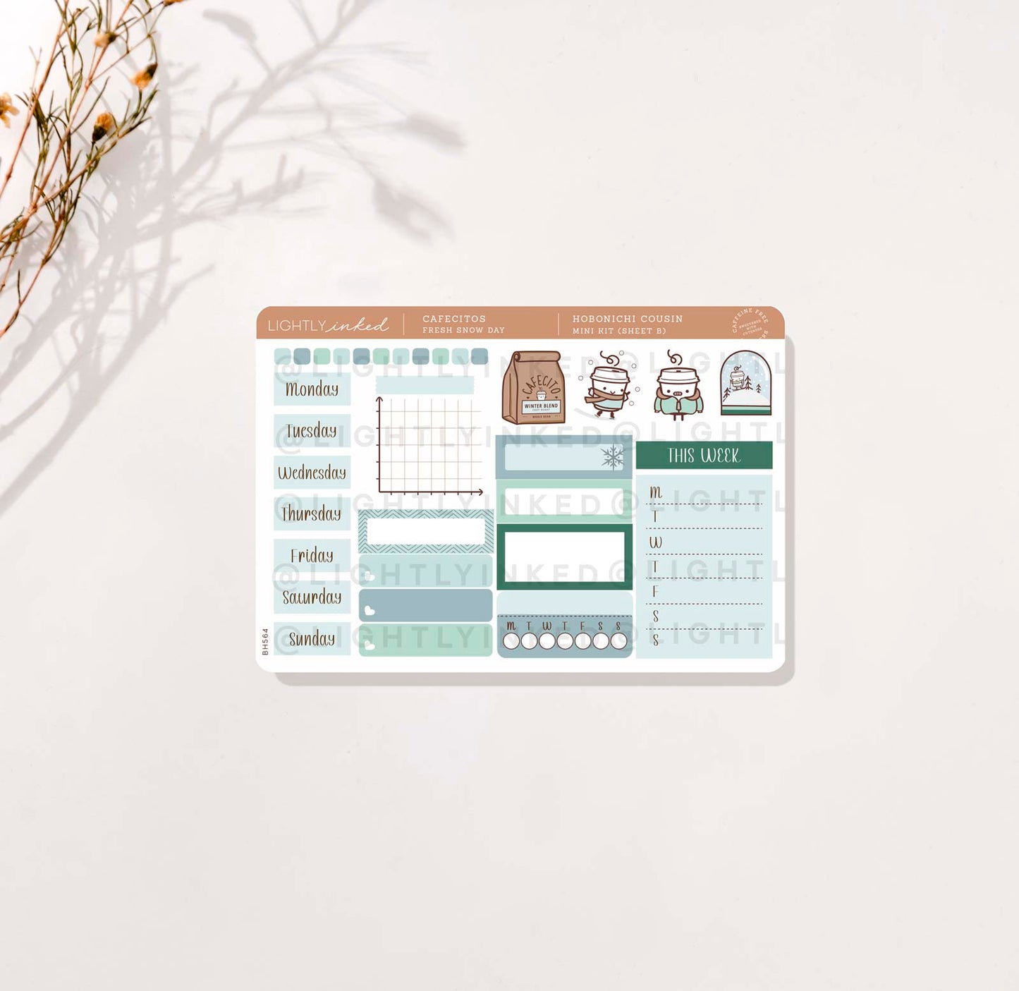 Cafecitos: Fresh Snow Day | Hobonichi Cousin Mini Kit
