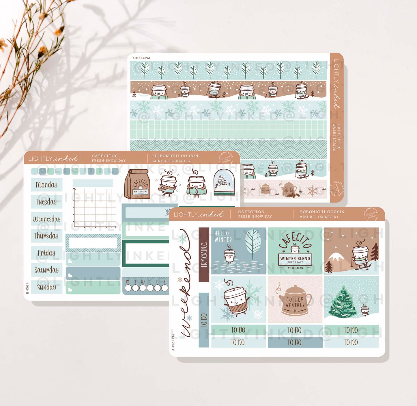 Cafecitos: Fresh Snow Day | Hobonichi Cousin Mini Kit