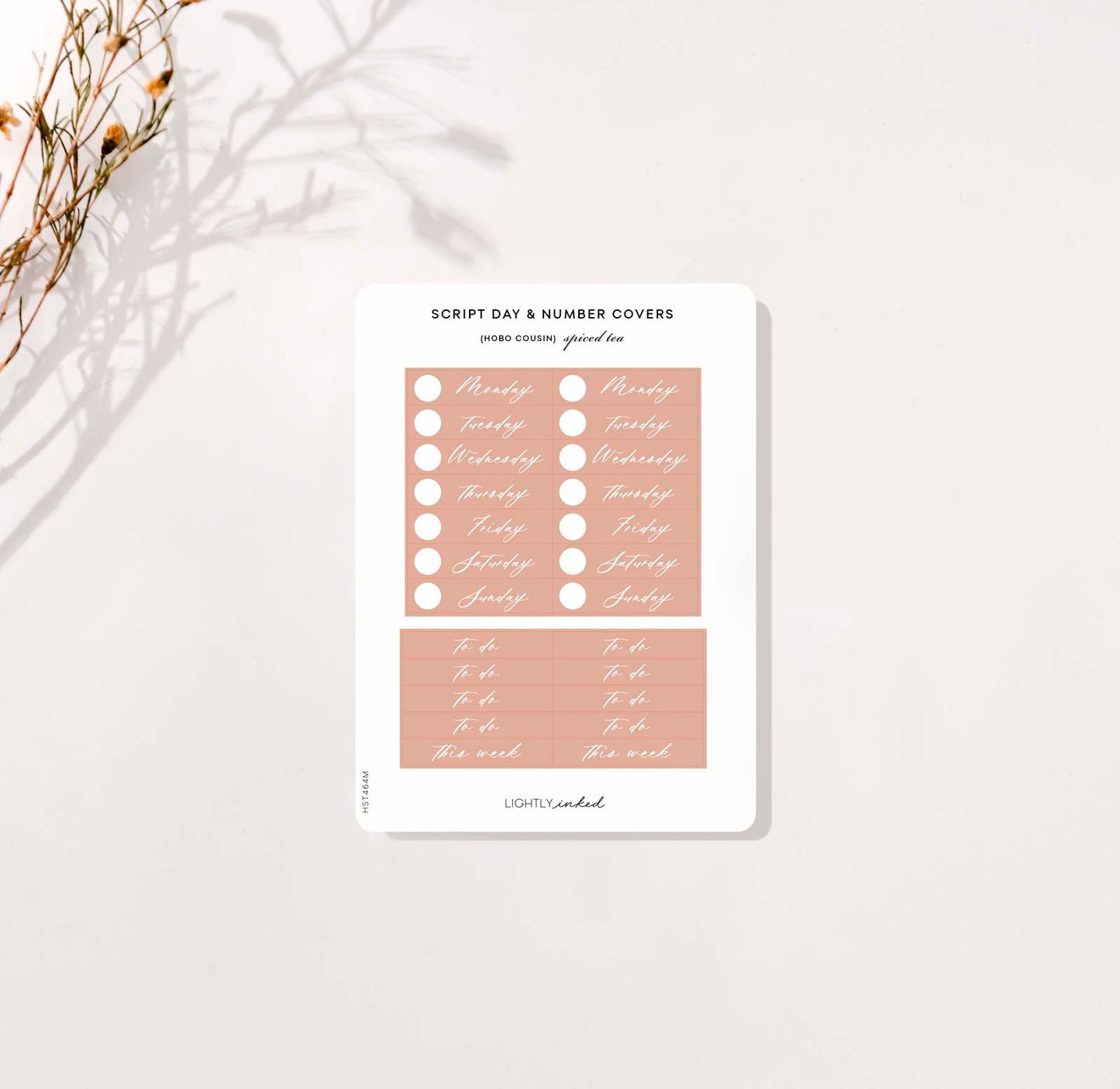 Hobonichi Cousin-Script Day & Number Covers - Spiced Tea