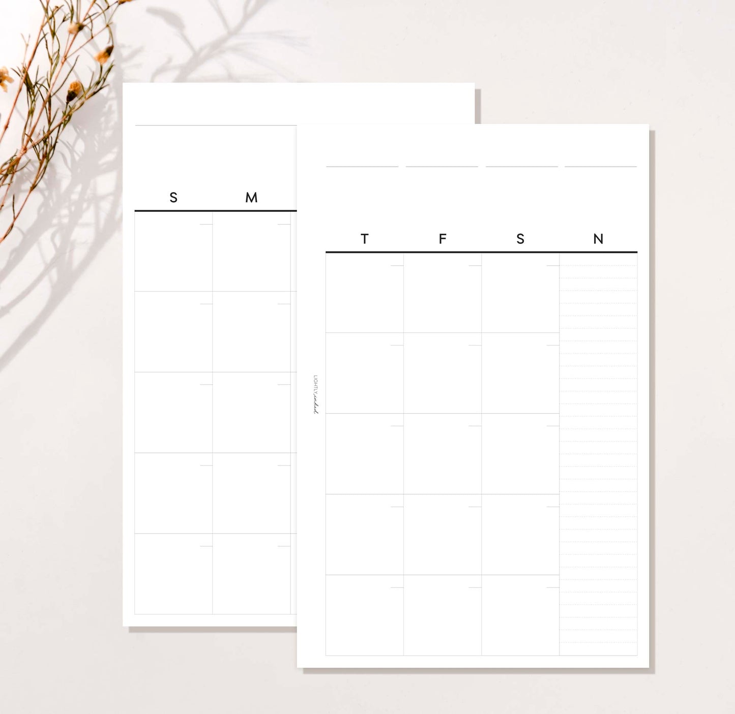 Monthly Calendar Inserts - Undated