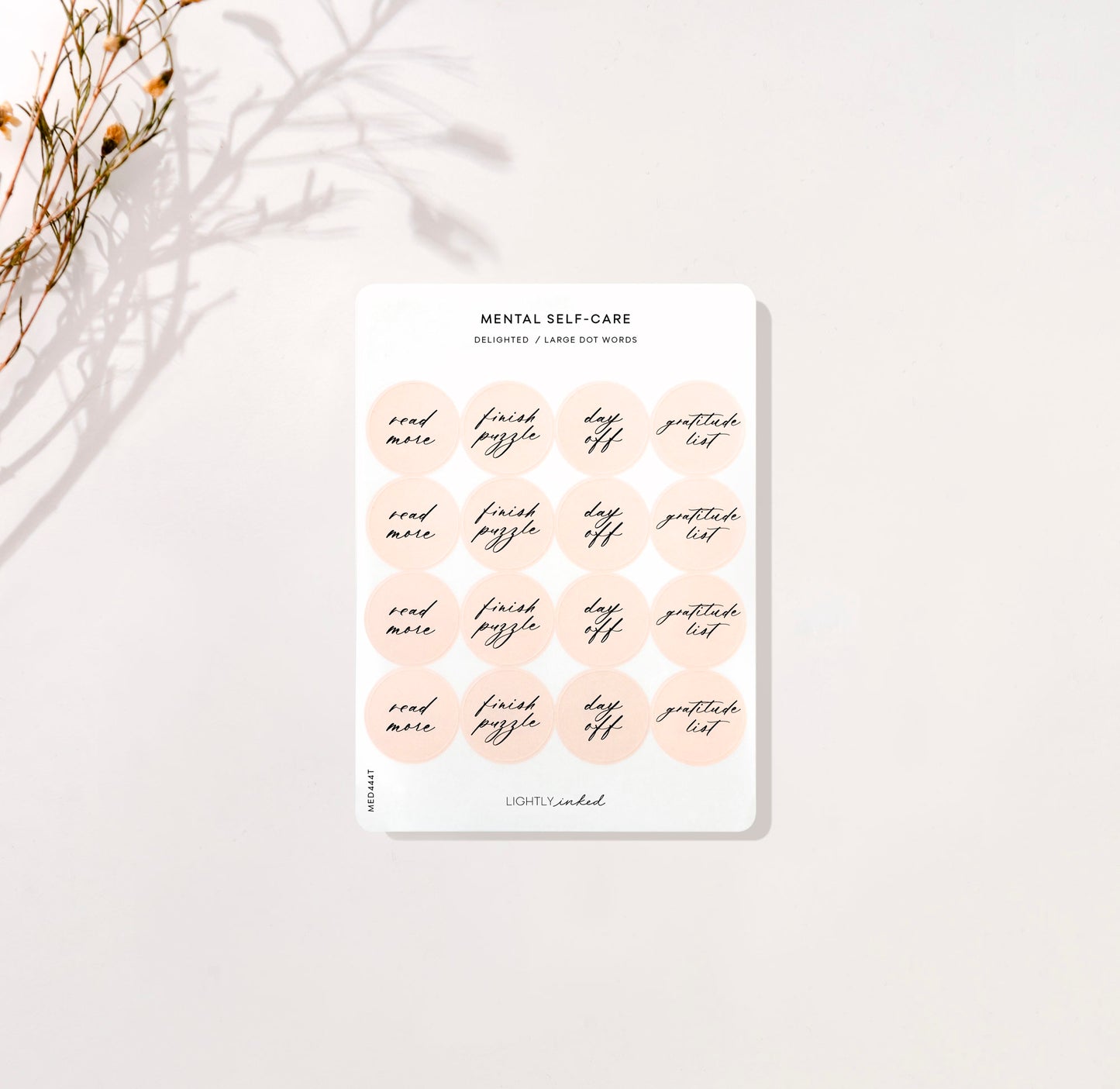 6 Areas of Self Care Dot Words