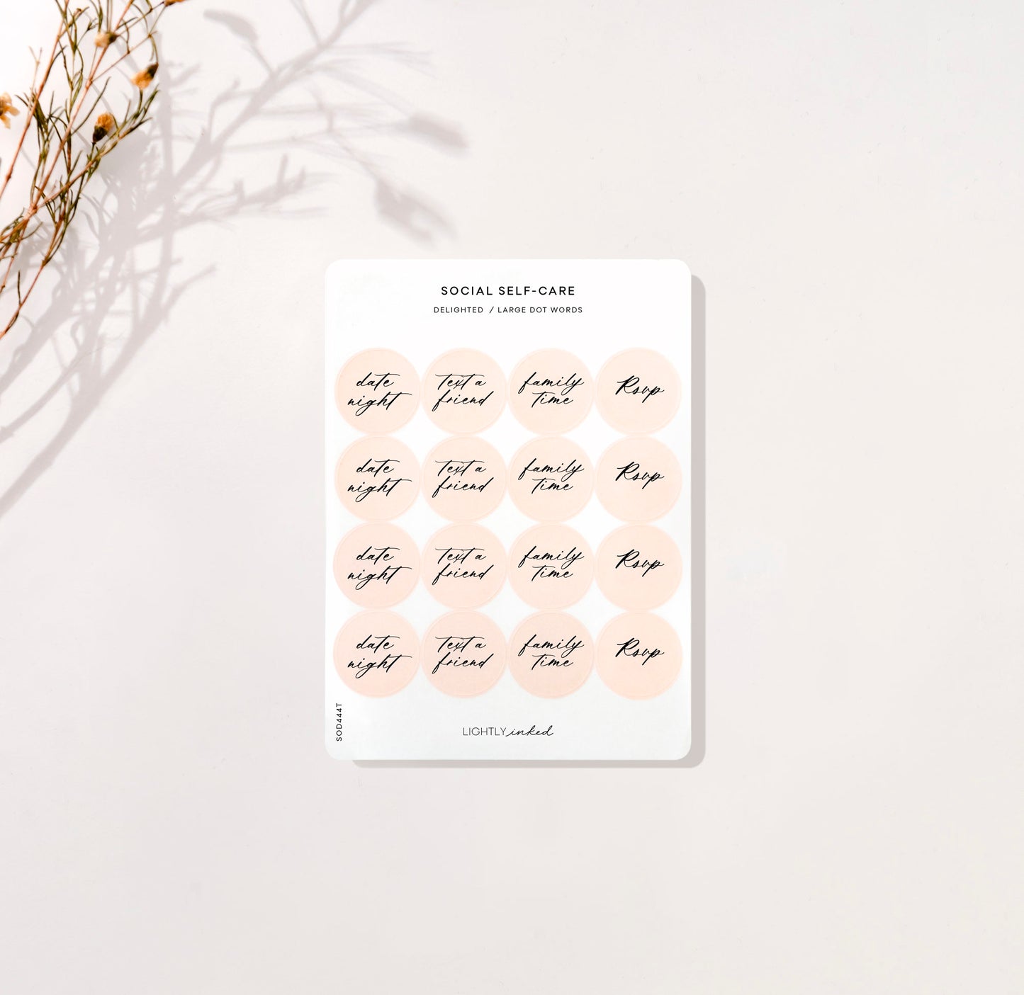 6 Areas of Self Care Dot Words