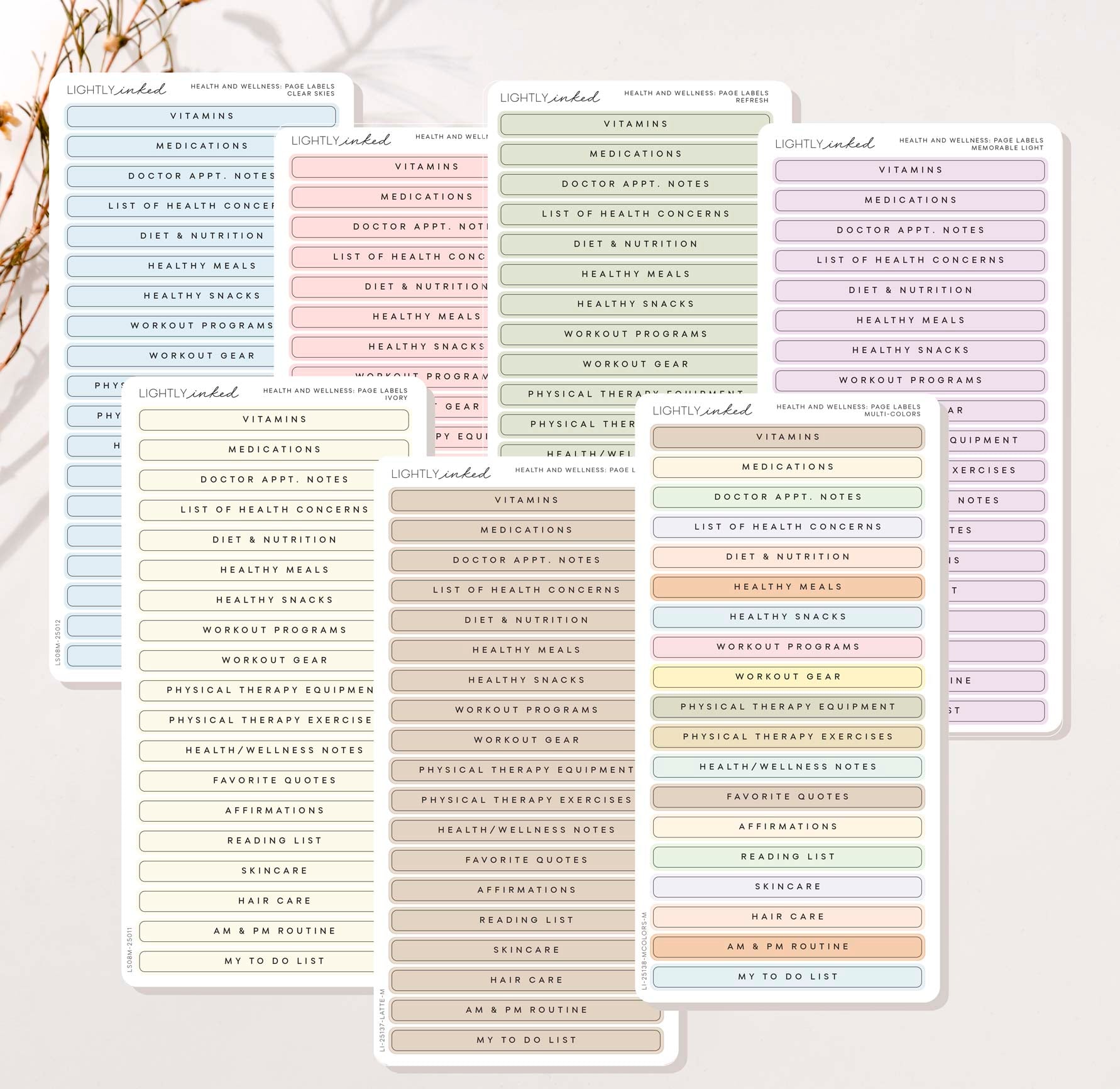 Health and Wellness Page Labels – Lightly Inked