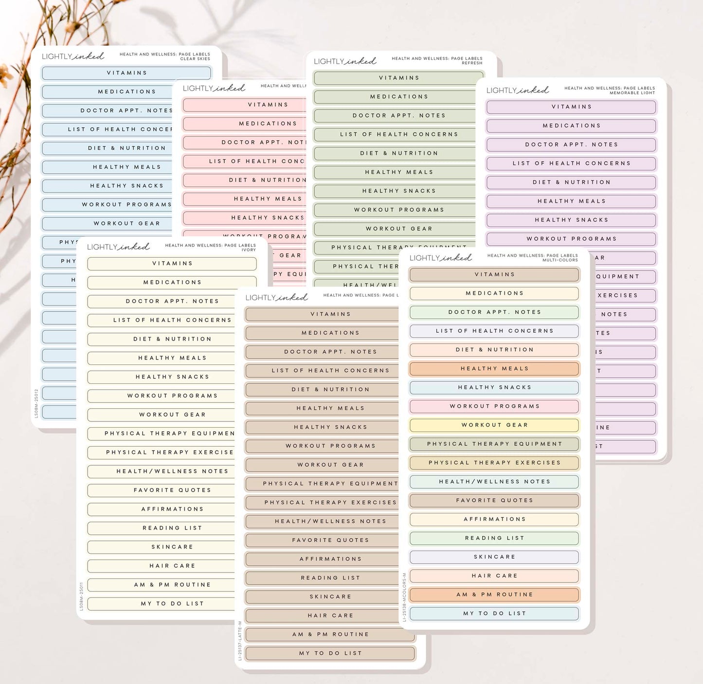 Health and Wellness Page Labels