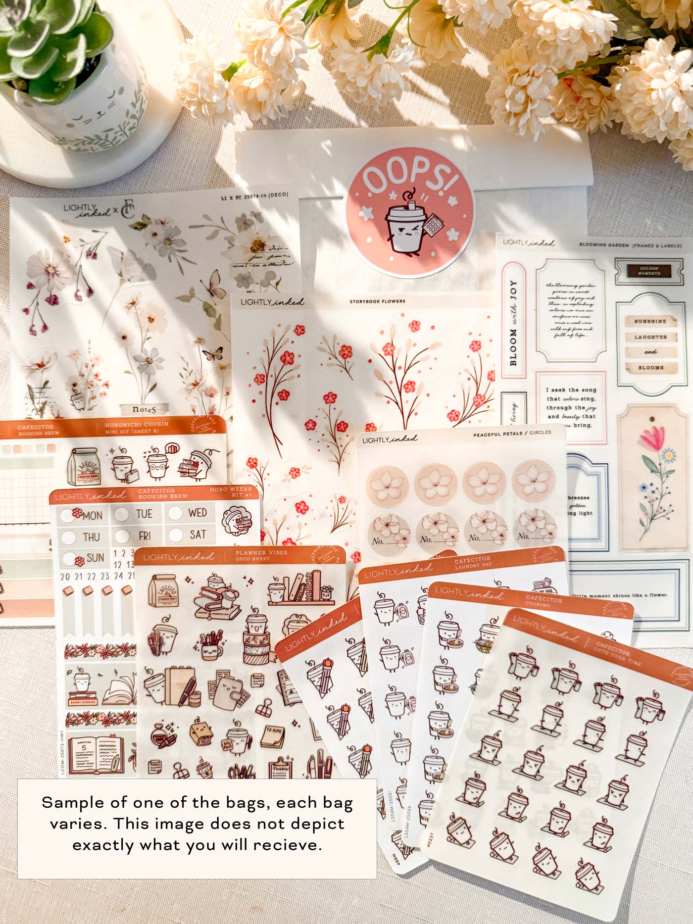 OOPS BAG- Floral and Cafecito Sticker Sheet Grab Bag