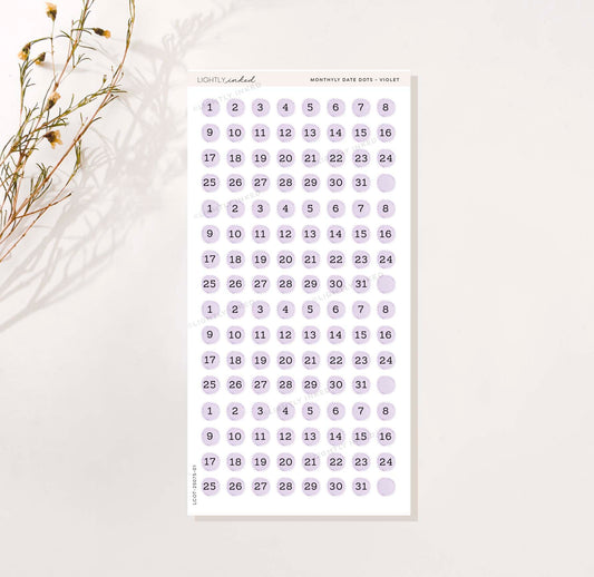 Monthly Date Dots- Violet