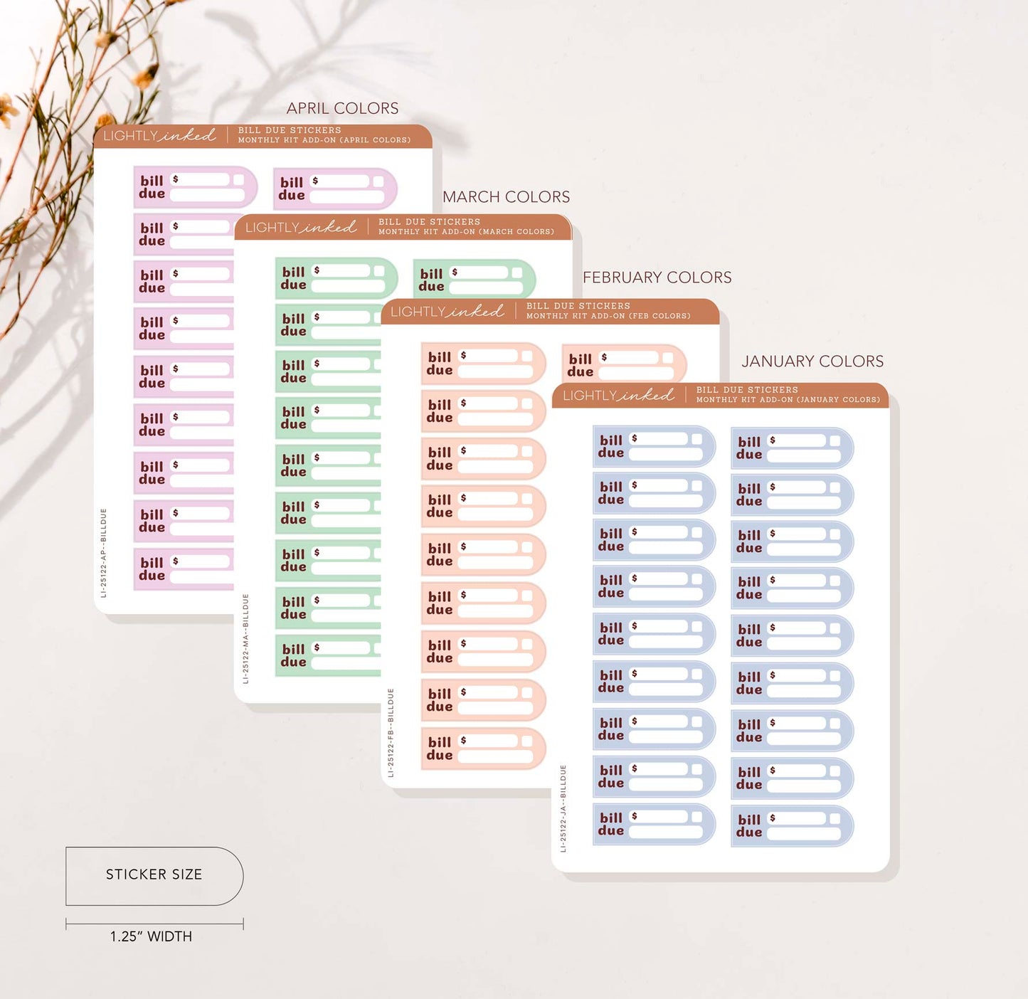 BILL DUE STICKERS Monthly Kit (Add On) Hobonichi cousin size