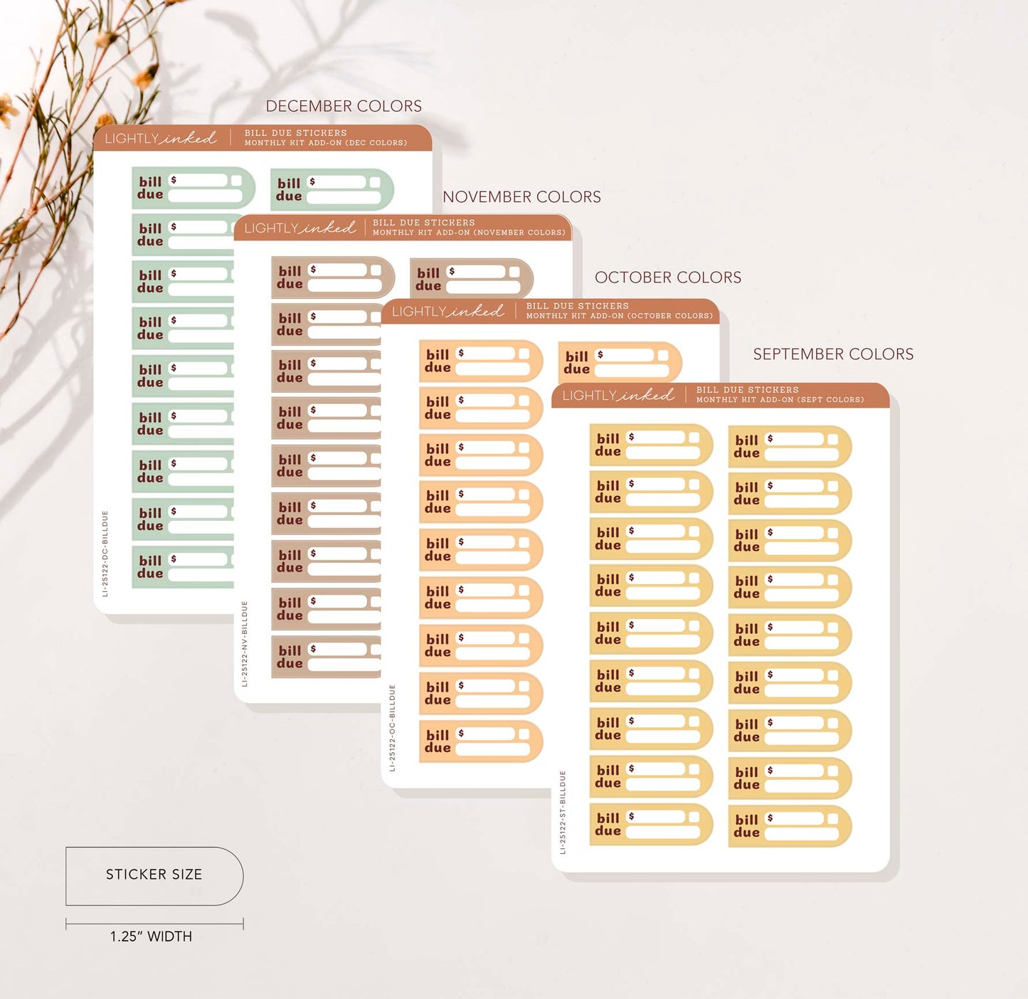 BILL DUE STICKERS Monthly Kit (Add On) Hobonichi cousin size
