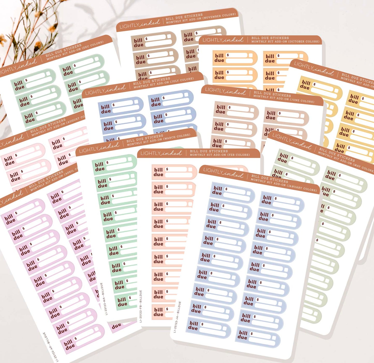 BILL DUE STICKERS Monthly Kit (Add On) Hobonichi cousin size