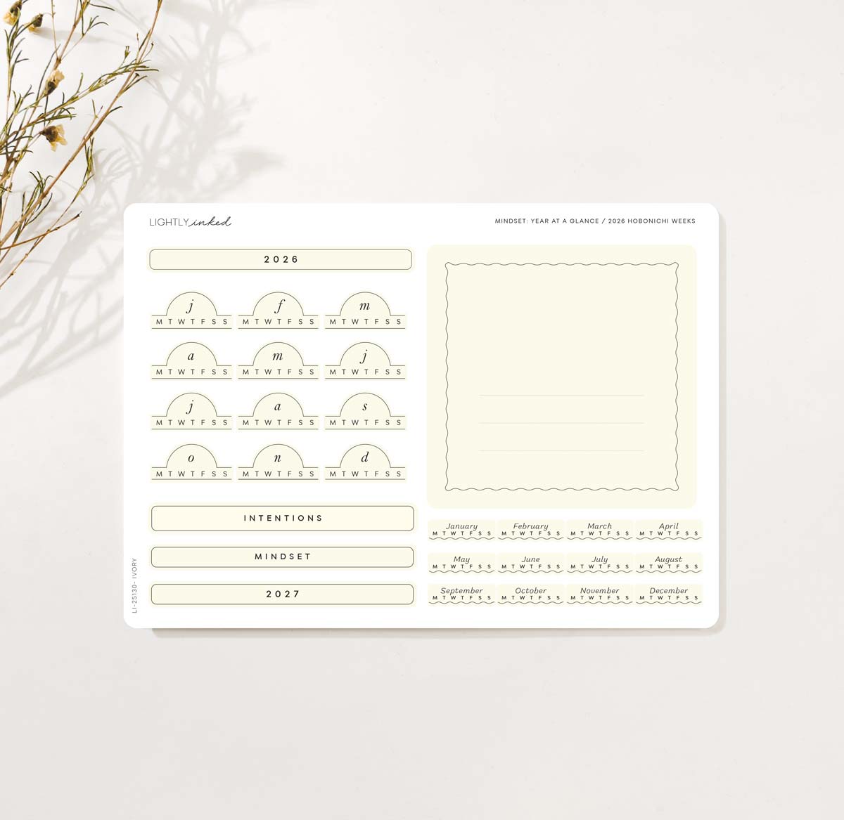 Mindset 2026-Year at a glance- Hobonichi Weeks