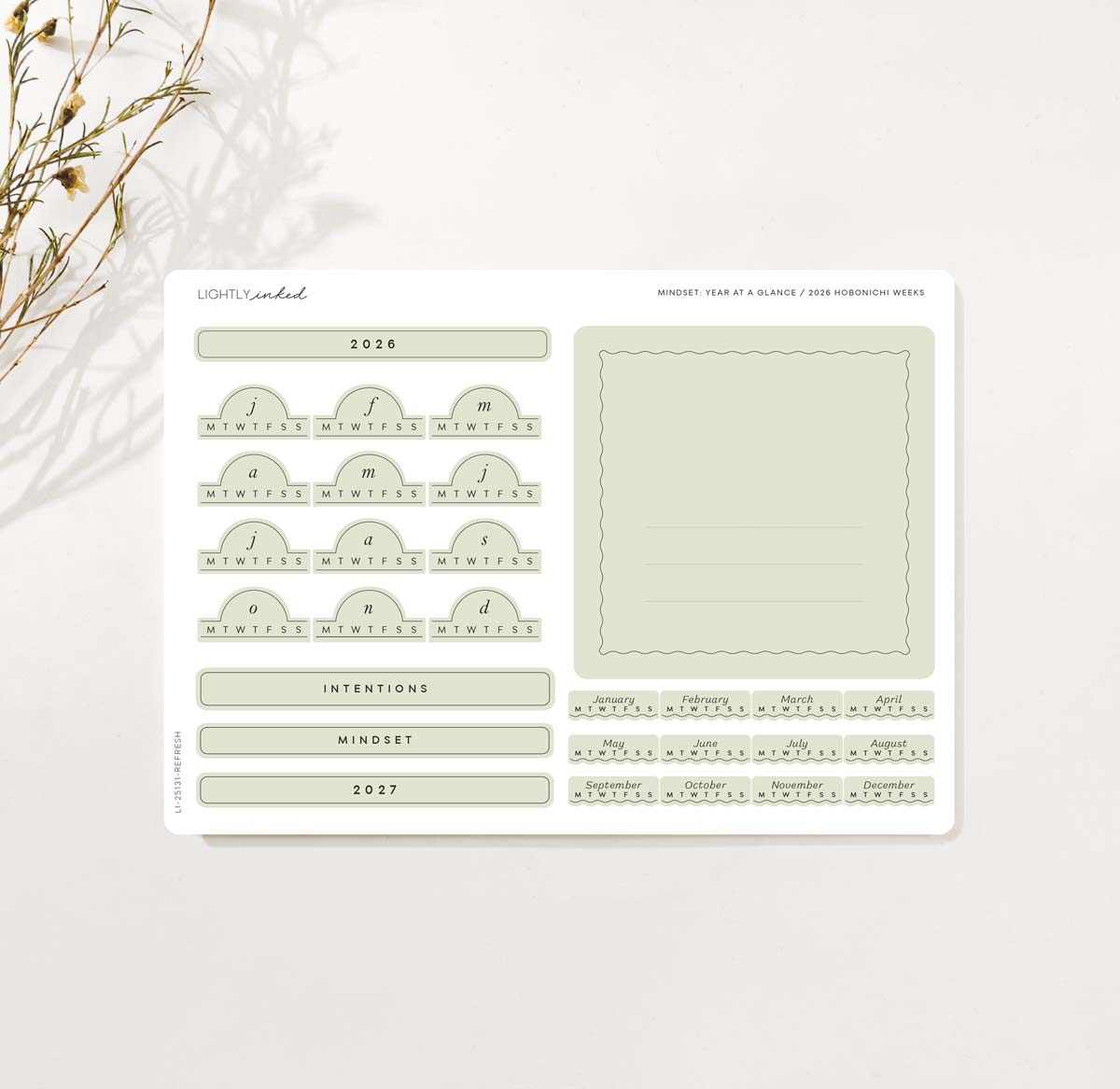 Mindset 2026-Year at a glance- Hobonichi Weeks