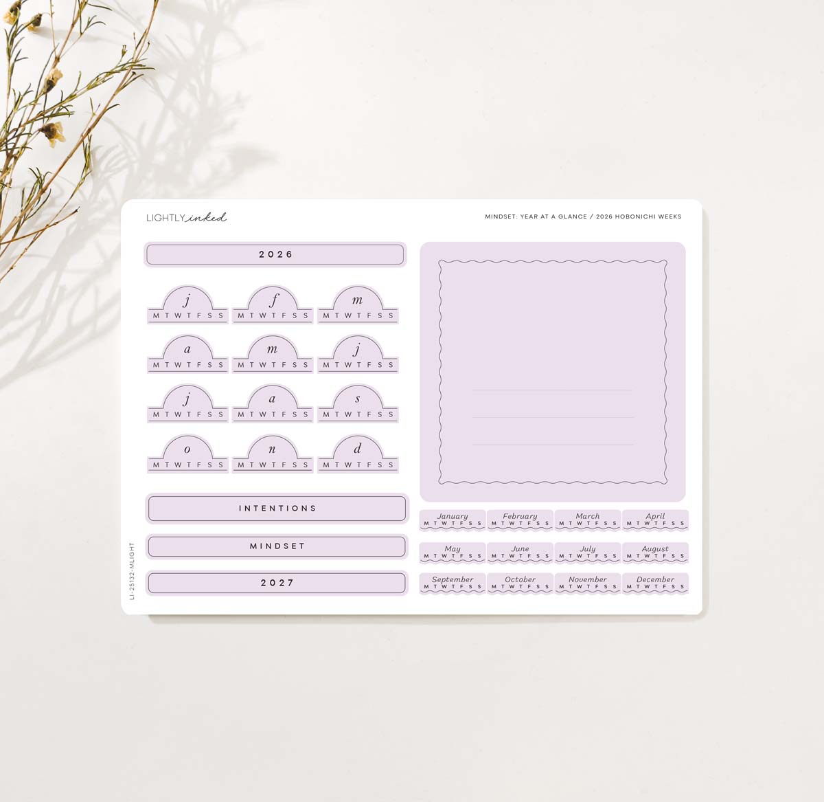 Mindset 2026-Year at a glance- Hobonichi Weeks