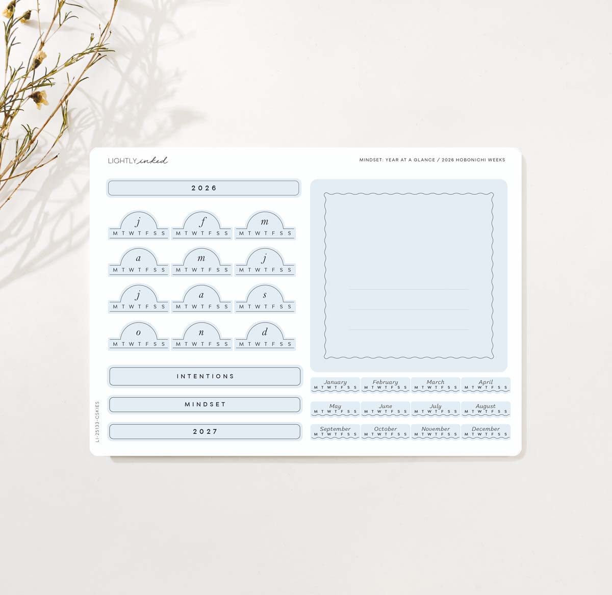 Mindset 2026-Year at a glance- Hobonichi Weeks