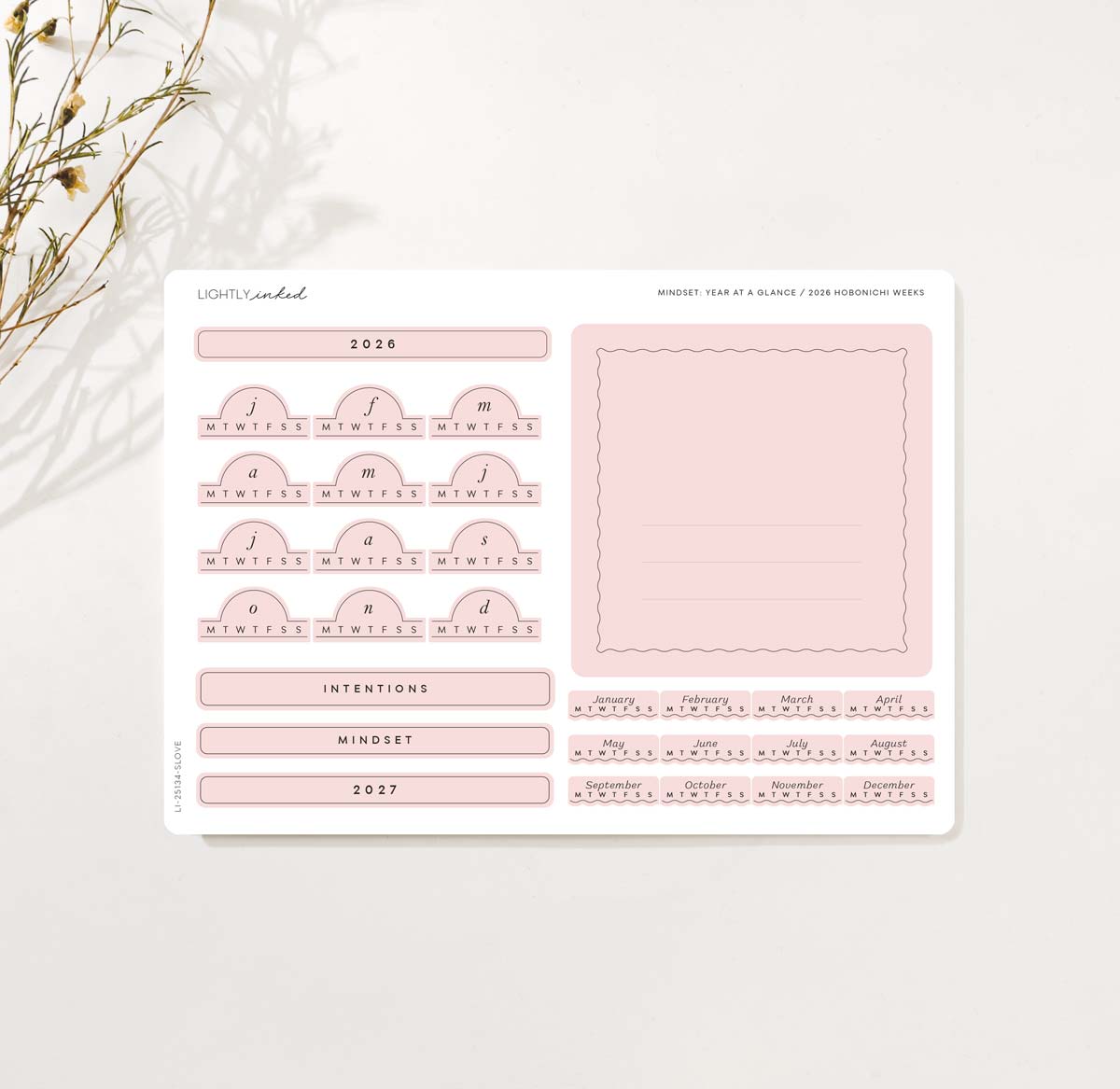 Mindset 2026-Year at a glance- Hobonichi Weeks