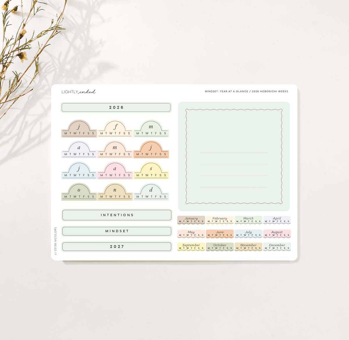 Mindset 2026-Year at a glance- Hobonichi Weeks