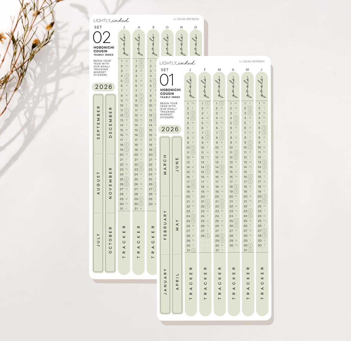 *NEW-Mindset 2026 Yearly Index set of 2- Hobonichi Cousin