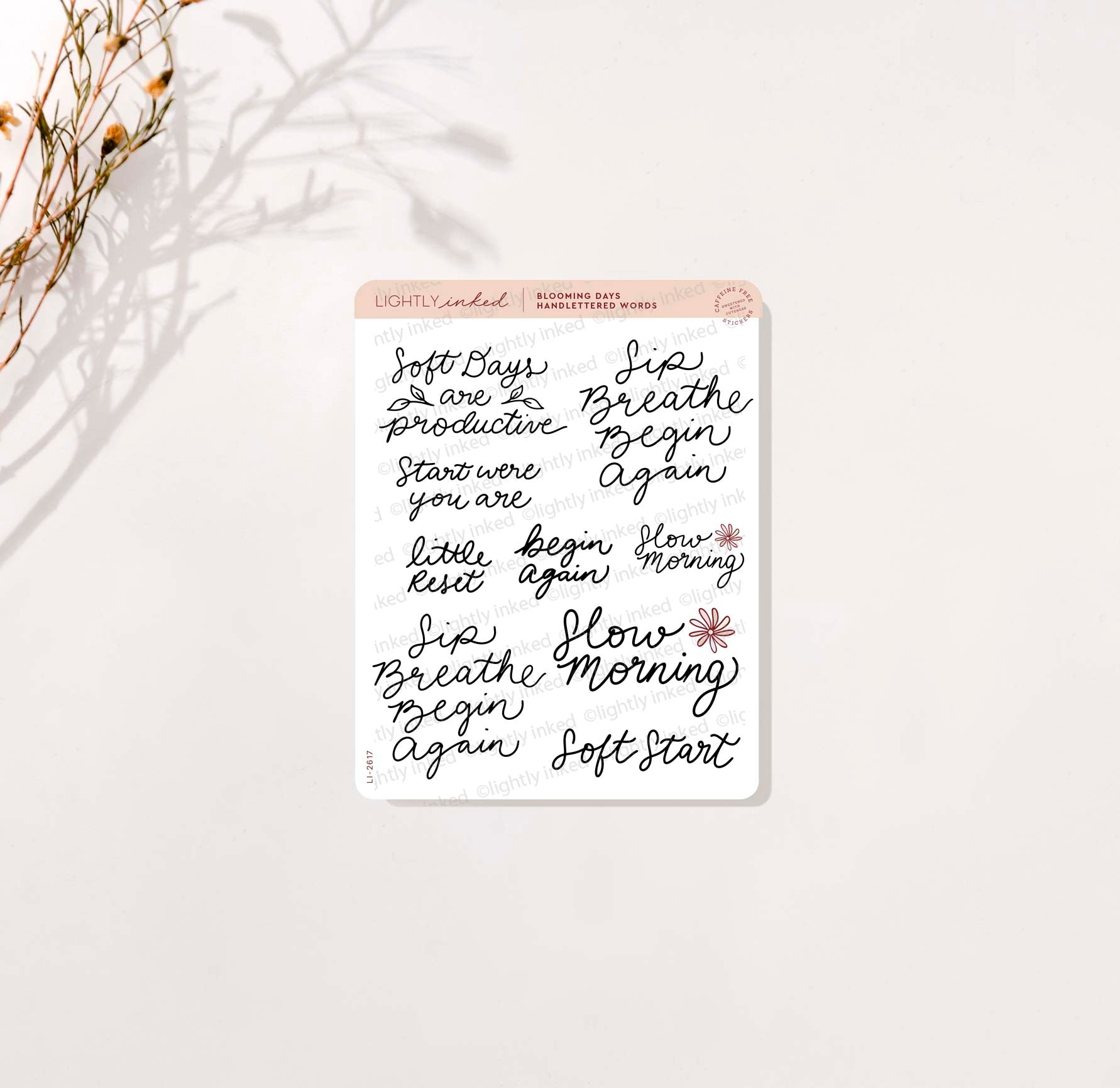 Hand lettered Words – Lightly Inked
