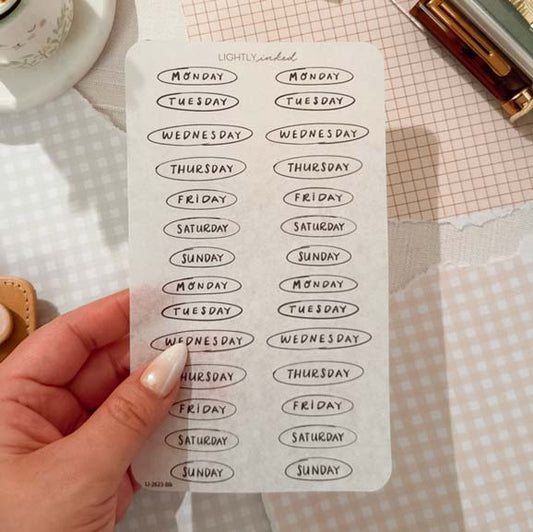 Circled Days of the week-Journaling Stickers