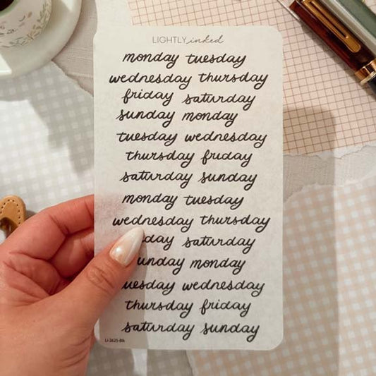 Script Days of the week- Journaling Stickers