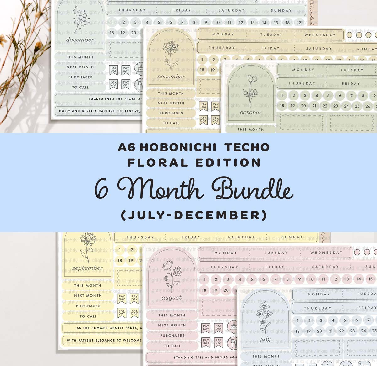 A6-Monthly Flower Kit- Bundle ( all 6 Months-July-Dec)