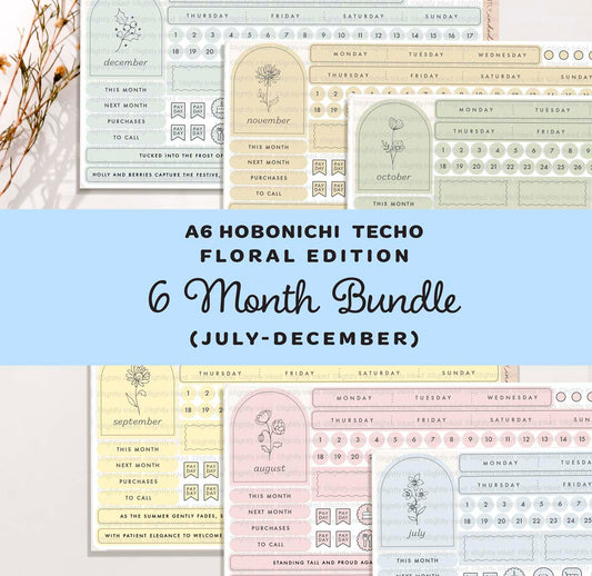 A6-Monthly Flower Kit- Bundle ( all 6 Months-July-Dec)