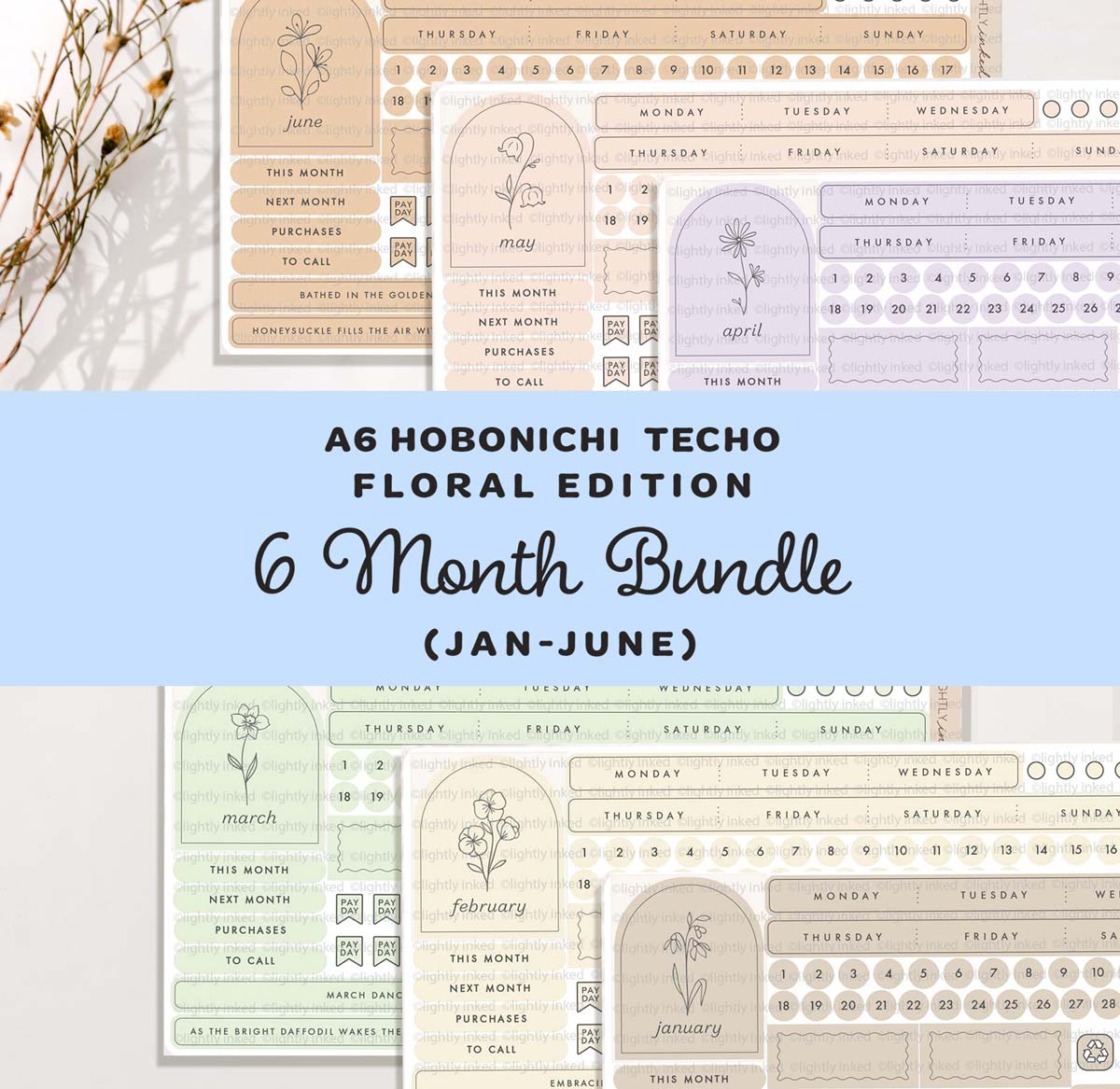 A6-Monthly Flower Kit- Bundle ( all 6 Months-Jan-June)