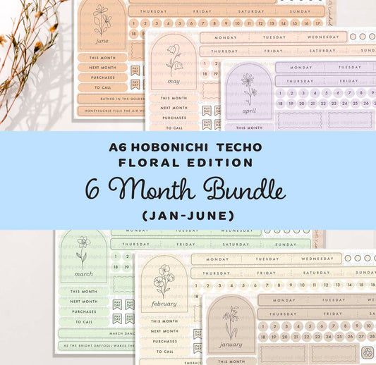 A6-Monthly Flower Kit- Bundle ( all 6 Months-Jan-June)