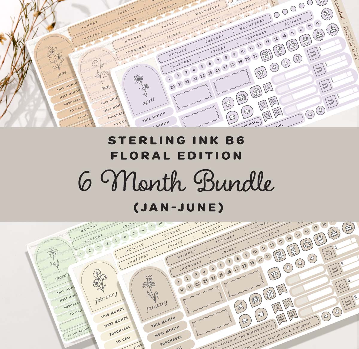 B6 Monthly Flower Kit- Bundle ( all 6 Months Jan-June)