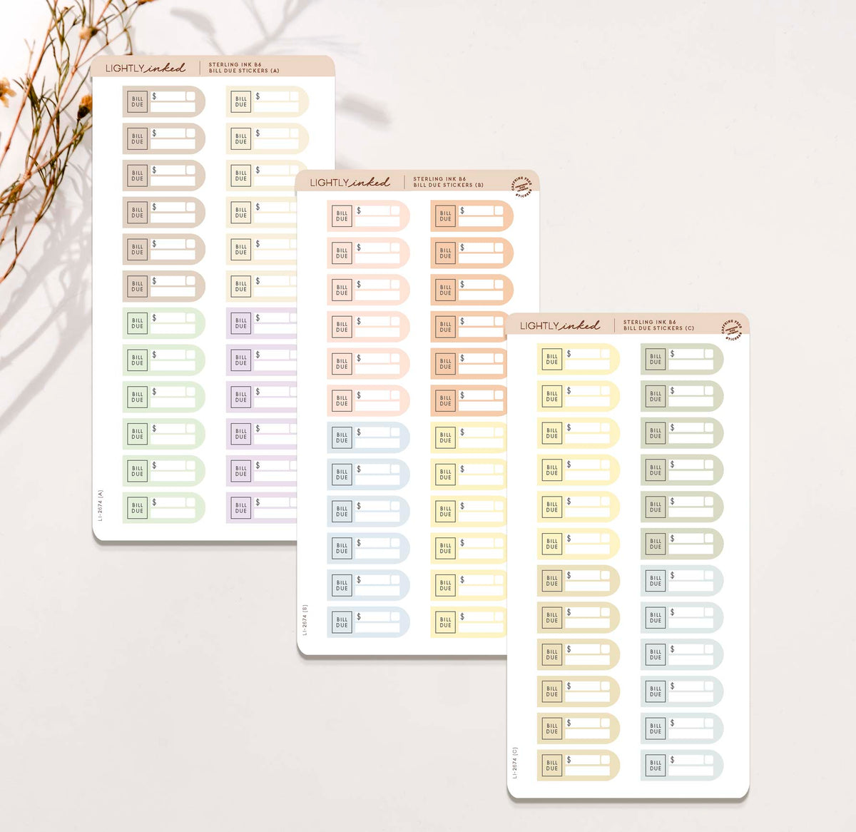 Bill Due Stickers
