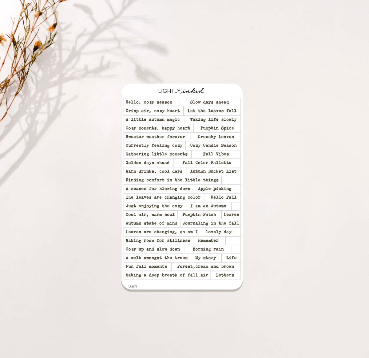 Cozy Journaling Typewriter words-Small