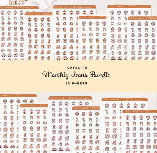 Cafecitos Monthly Icons-12 Month Bundle