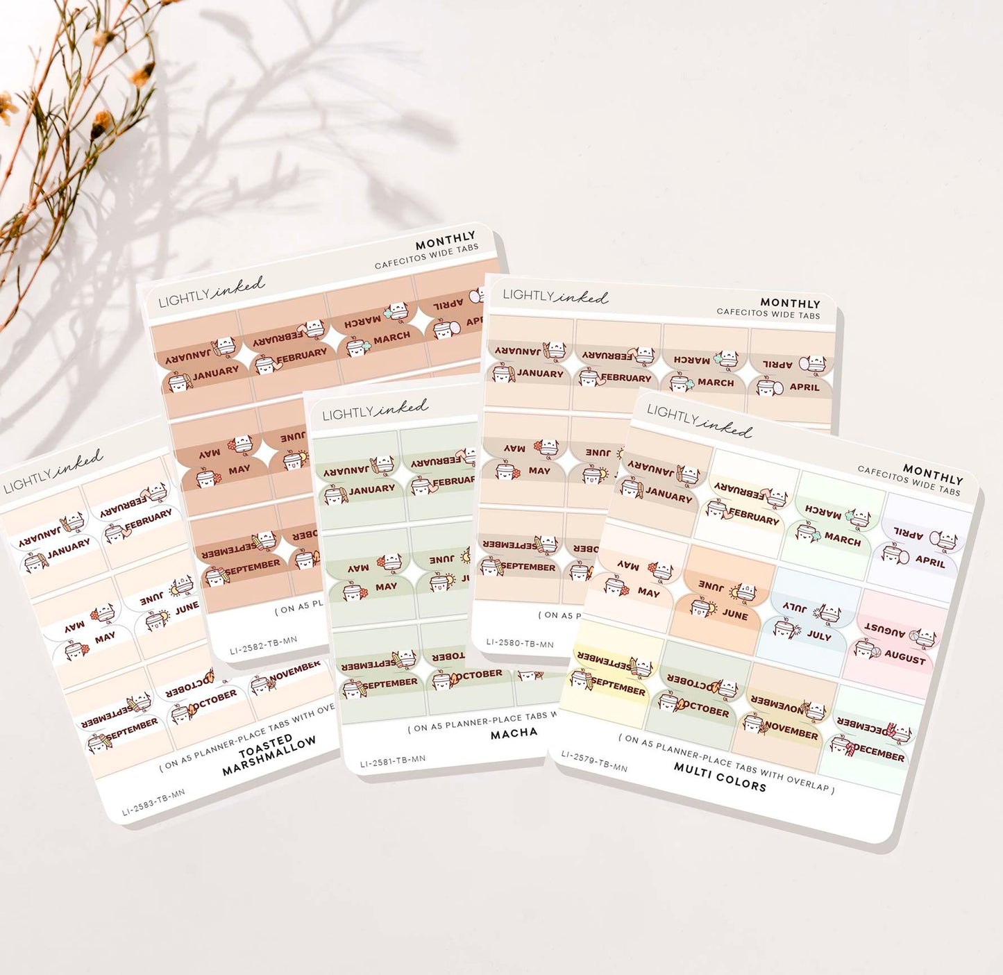 Monthly Tabs (Cafecito)- Wide