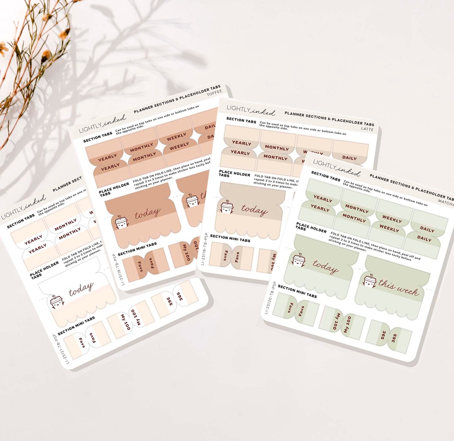 Cafecito - Planner Sections and Placeholder Tabs