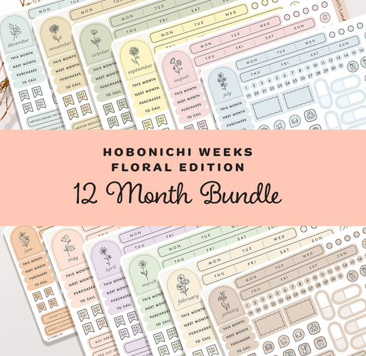 Hobonichi Weeks, Monthly Flower Kit- Bundle ( all 12 Months)